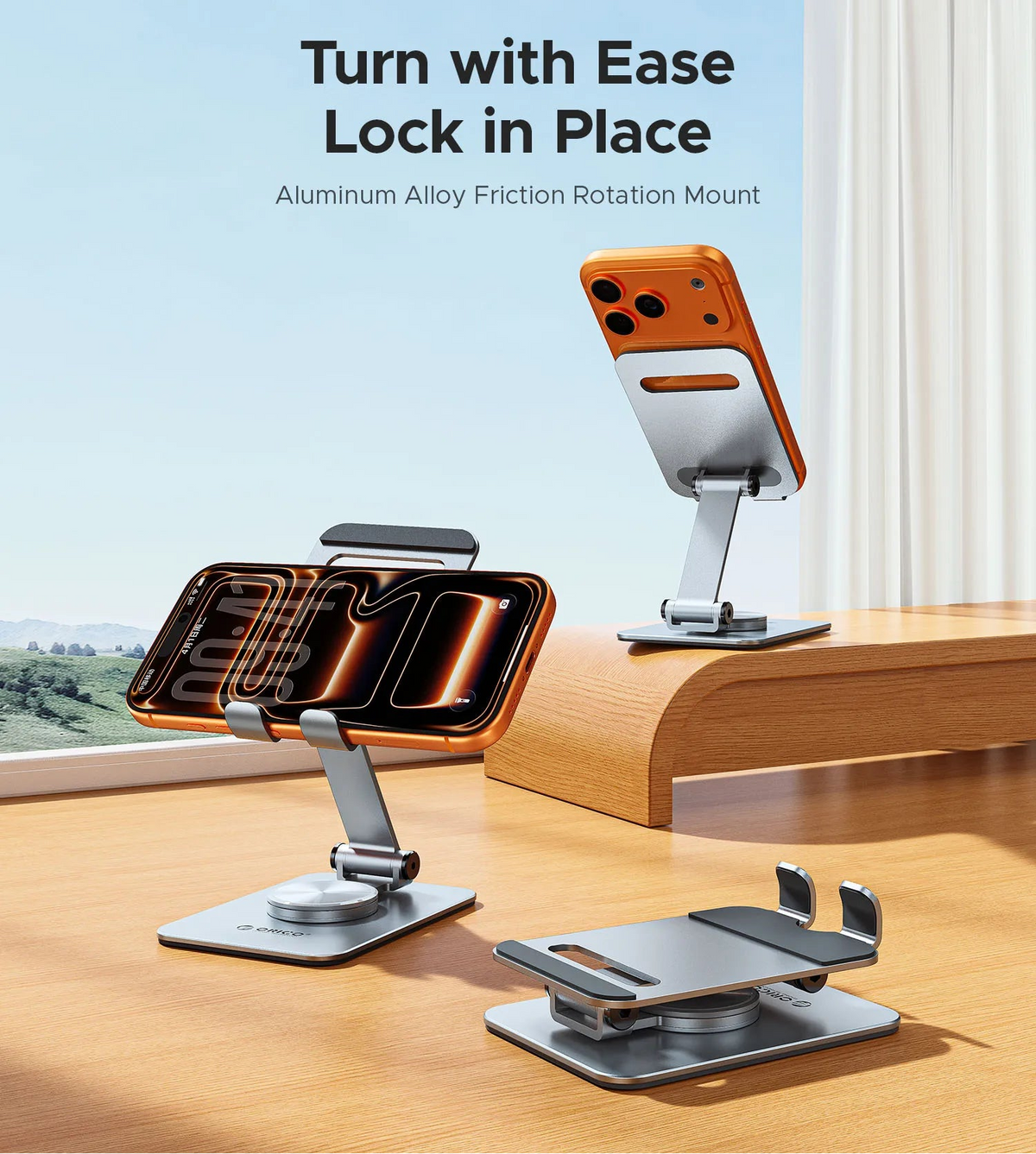 Aluminum 360° Dual-Axis Folding Phone Holder