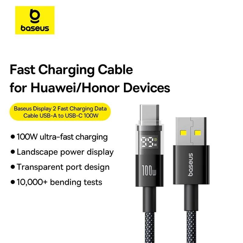 Baseus 100W USB-A to USB-C Cable with LED Display