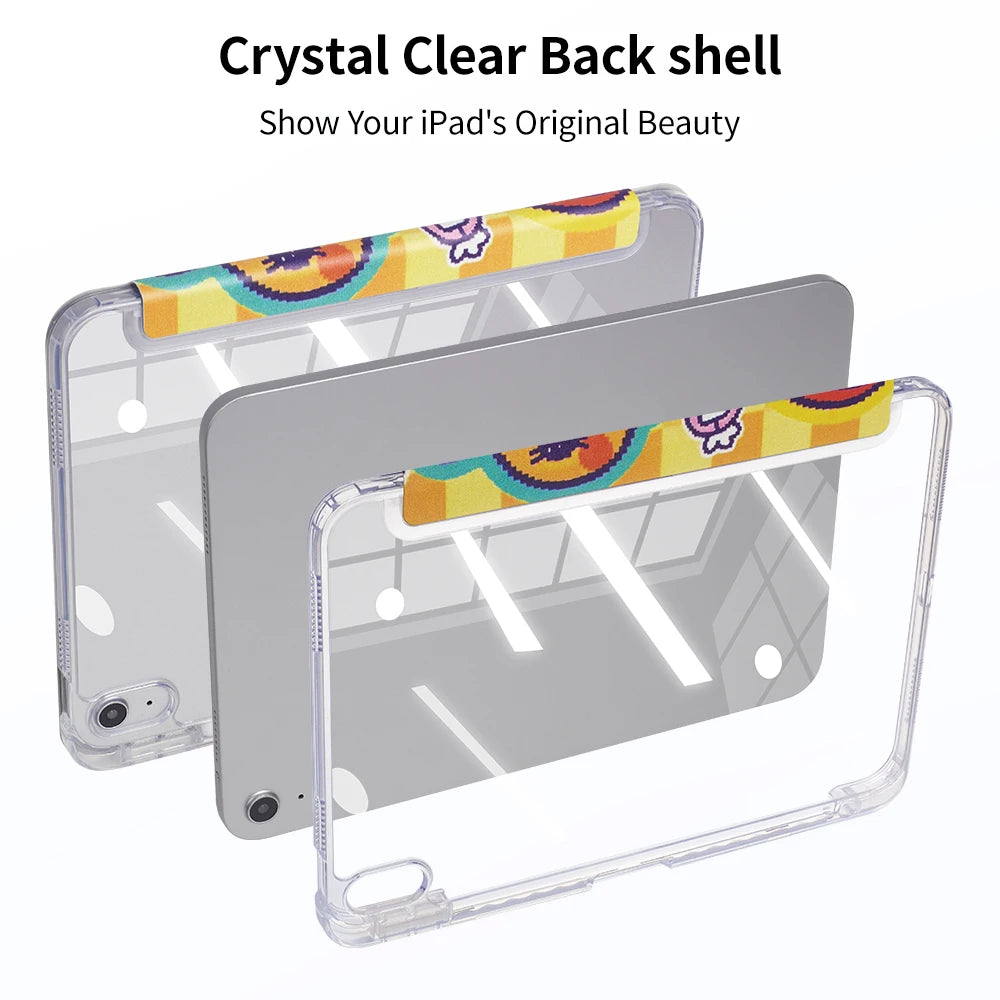 Transparent Frosted Polycarbonate Folio Case with Foldable Stand for iPad Air M2