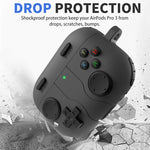 Game Controller Silicone Case with Metal Carabiner Clip for AirPods Pro 3