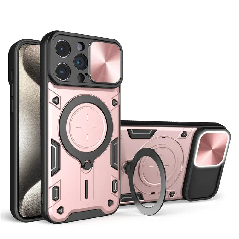 iPhone 16 Series Luxury Armor Magnetic Case with Slide Camera Protection