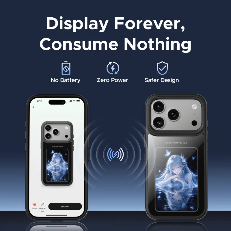 E-Ink Display Case with Airbag Corner Protection for iPhone 18 Series