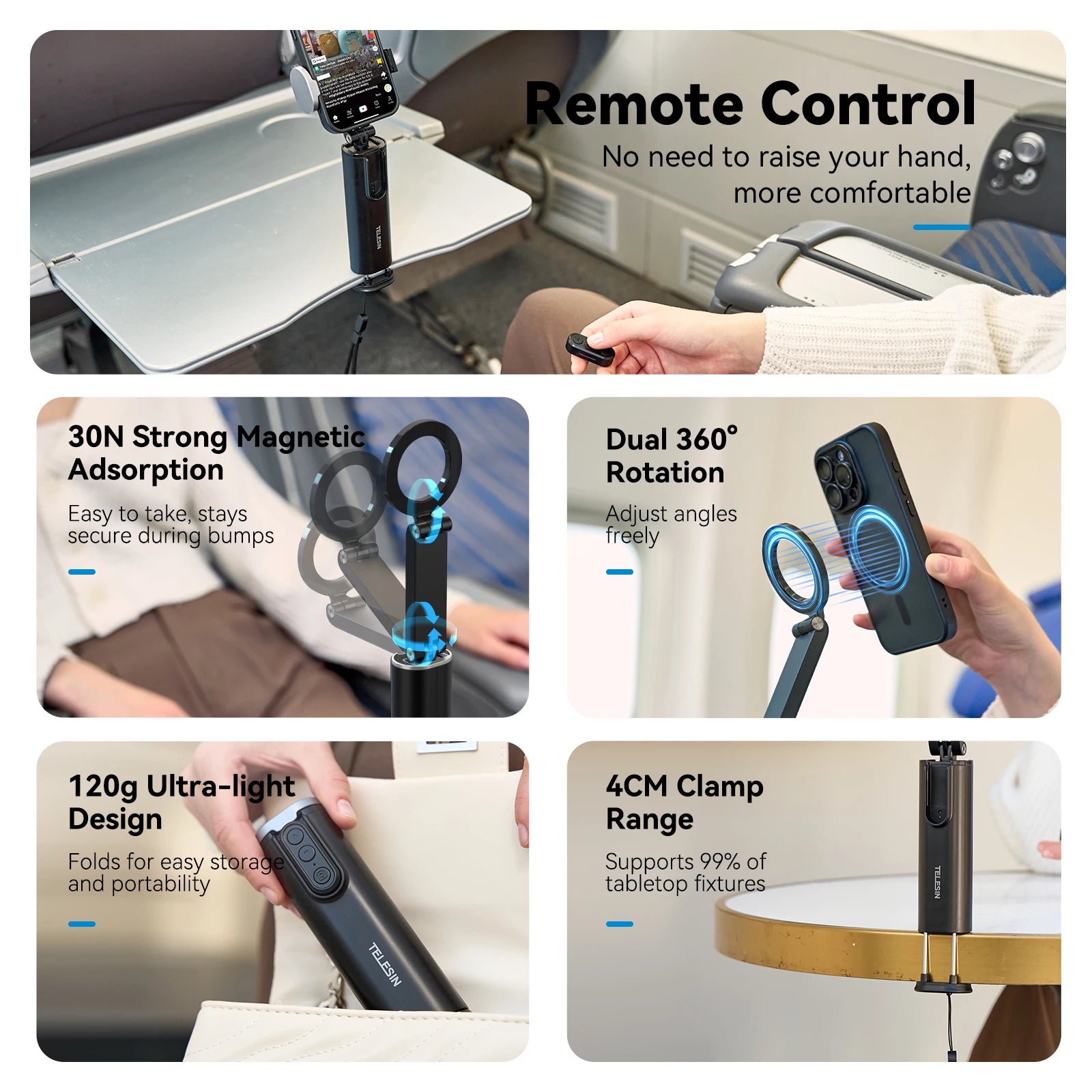 TELESIN 3-in-1 Magnetic Phone Stand