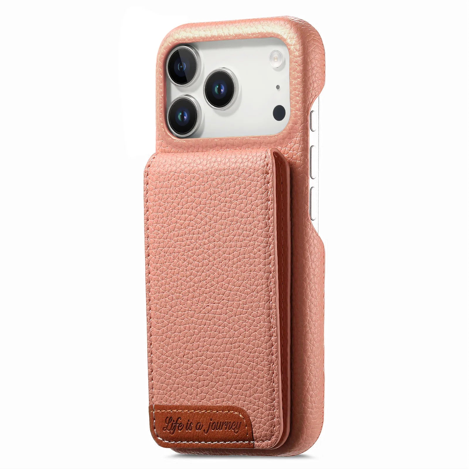 RFID Blocking Lychee Leather Vertical Card Slot Wallet Case with Stand for iPhone 17 Series