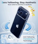 Crystal Clear Anti-Yellowing Shockproof Case with Raised Camera Ring for iPhone 17 Series