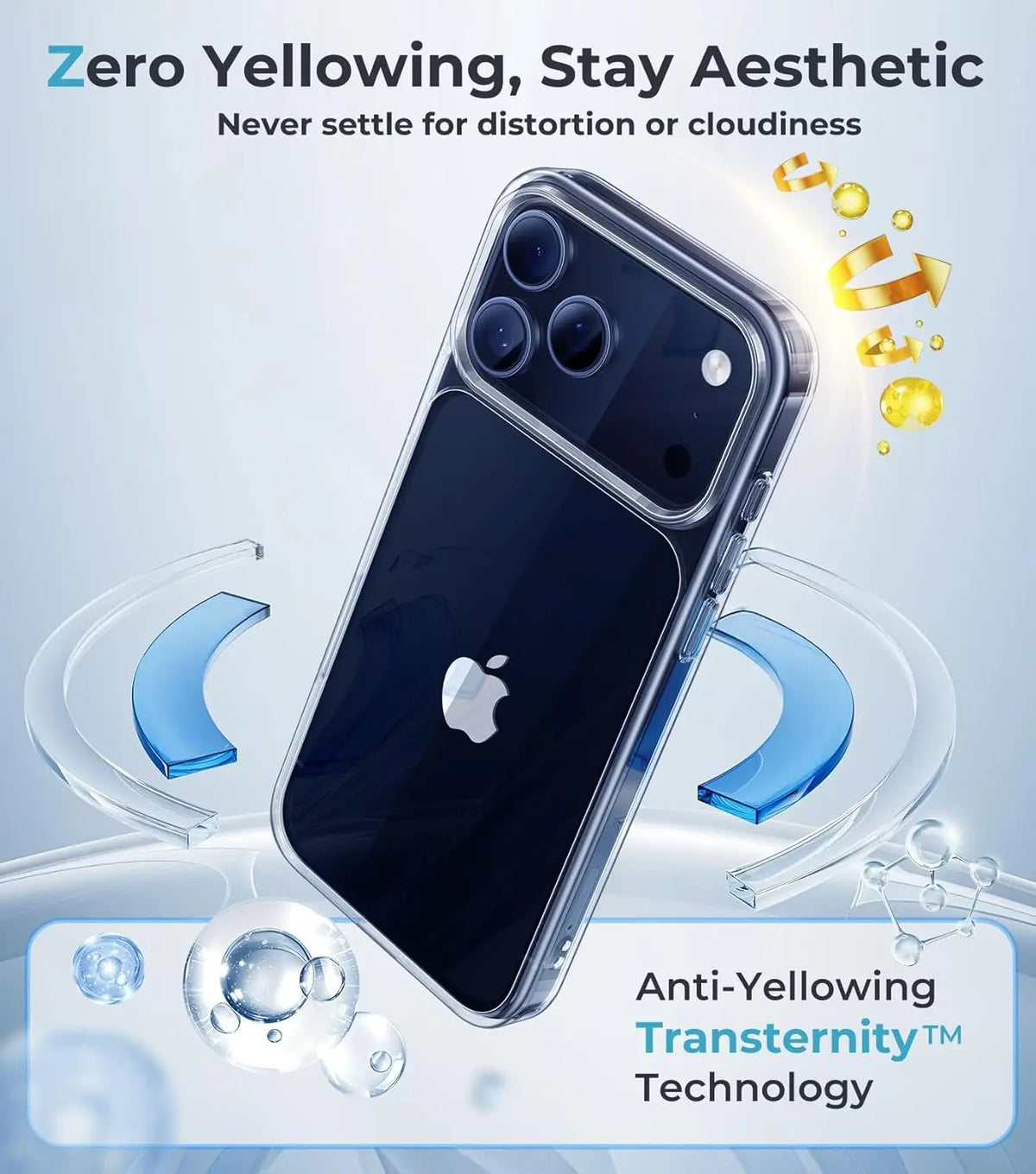 Crystal Clear Anti-Yellowing Shockproof Case with Raised Camera Ring for iPhone 17 Series