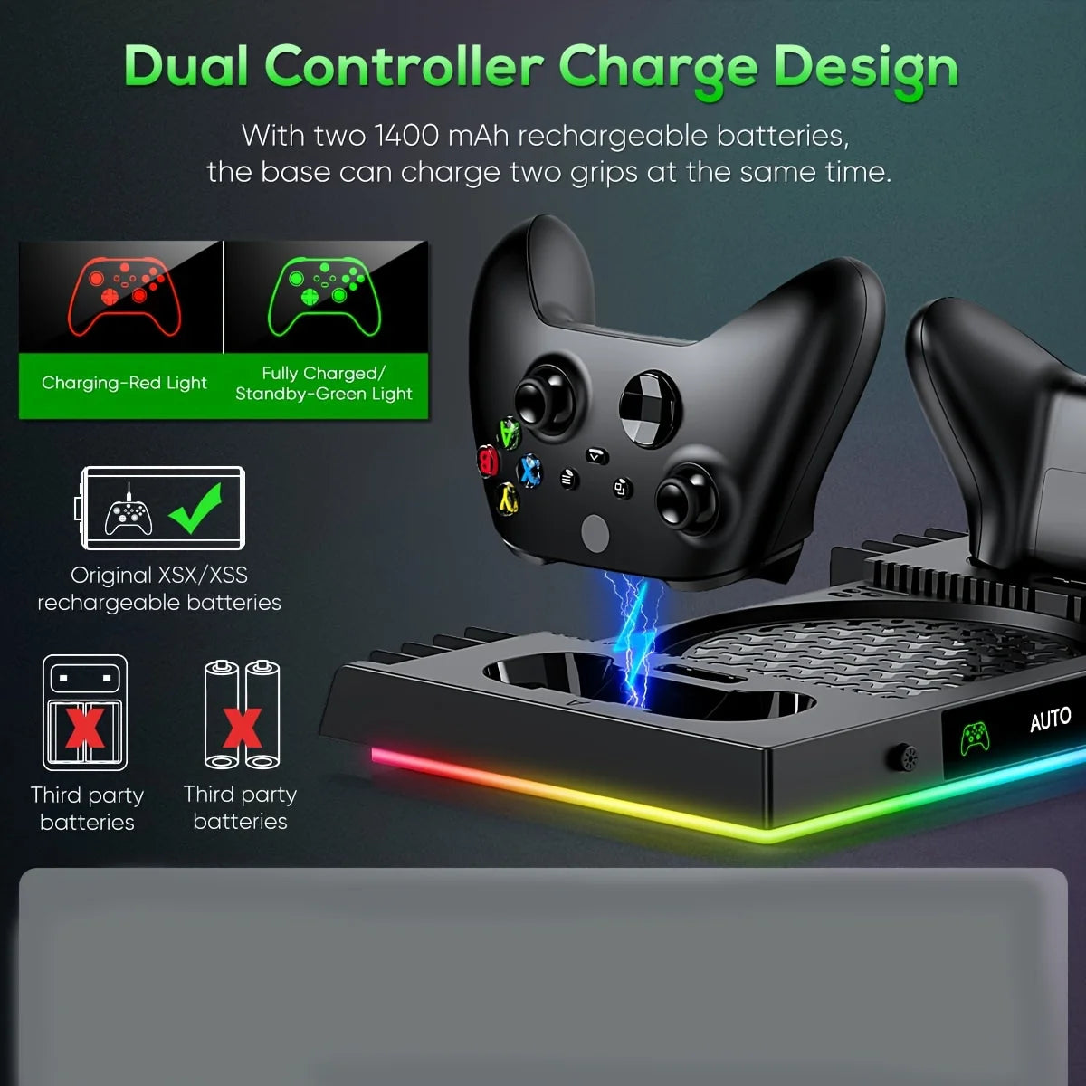 Xbox Series X Multifunction Dock with RGB LED, Auto Fan, and Dual Controller Charging