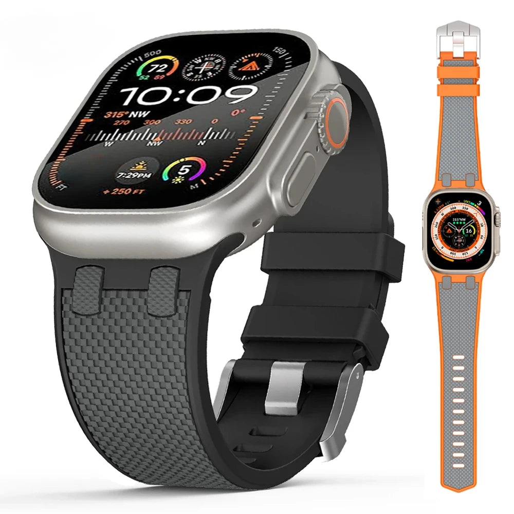 Carbon Fiber Pattern Silicone Sport Strap for Apple Watch