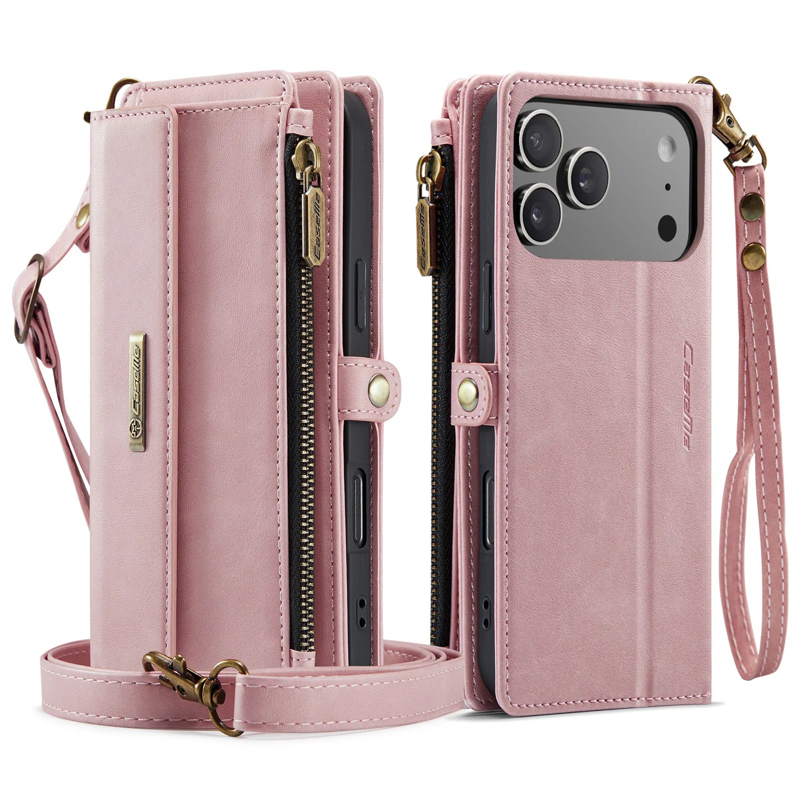 Leather Crossbody Wallet Case with Detachable Wrist Lanyard for iPhone 18 Series