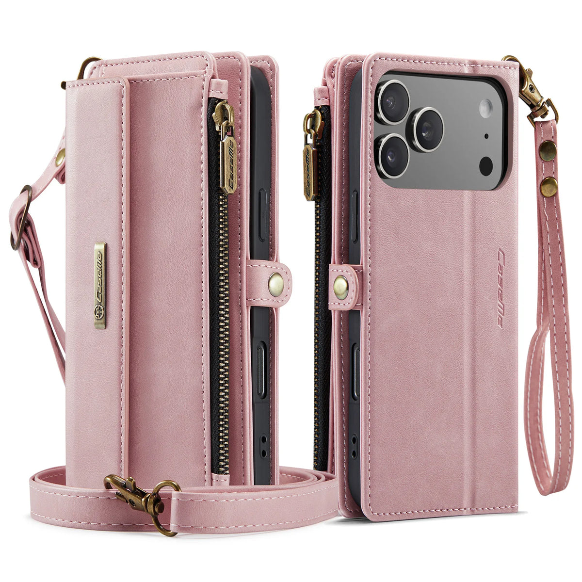 Leather Crossbody Wallet Case with Detachable Wrist Lanyard for iPhone 18 Series