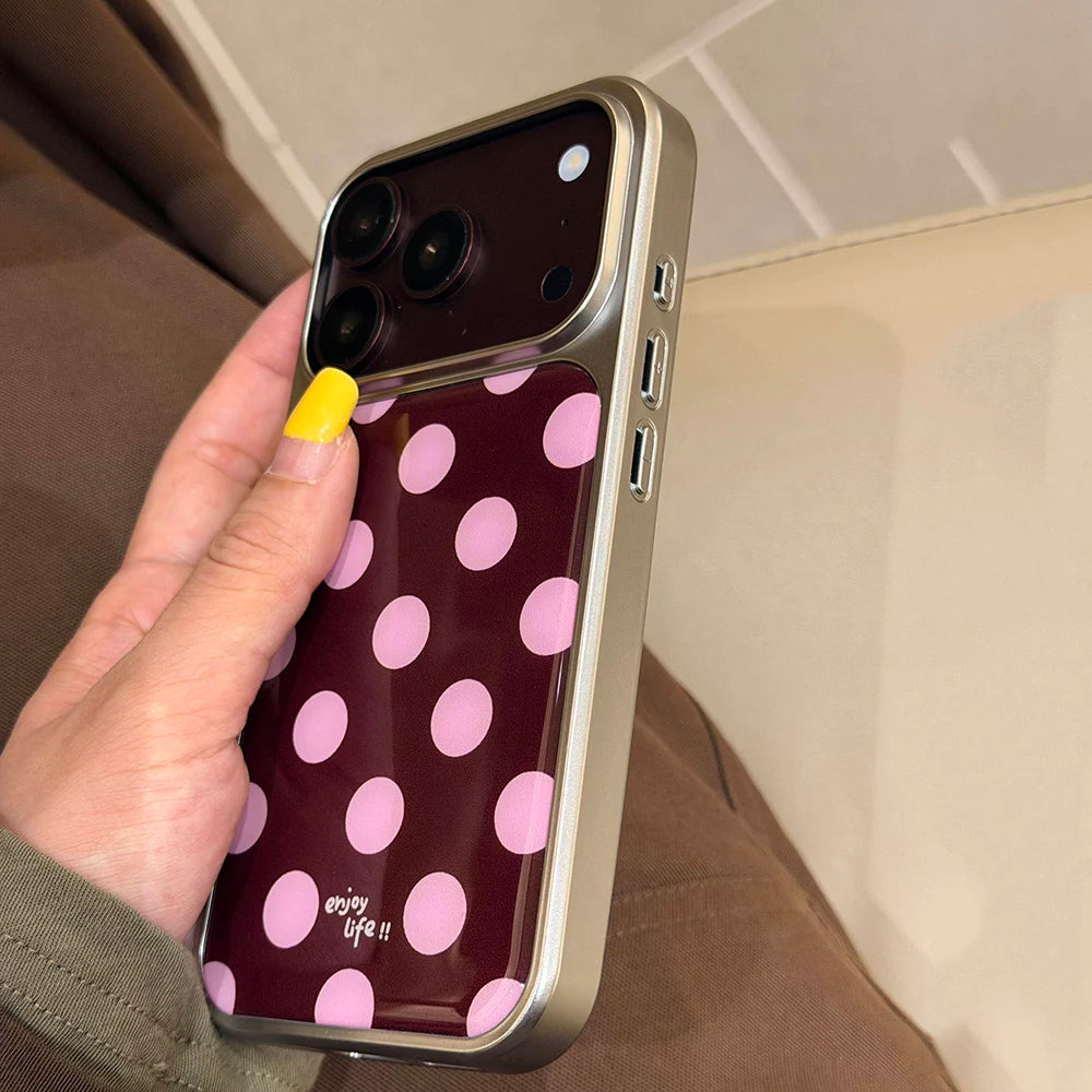 Polka Dot Hard Case with Raised Camera Frame for iPhone 18 Series