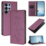 Cute Cat Embossed Leather Wallet Case for Samsung Galaxy S26 Series