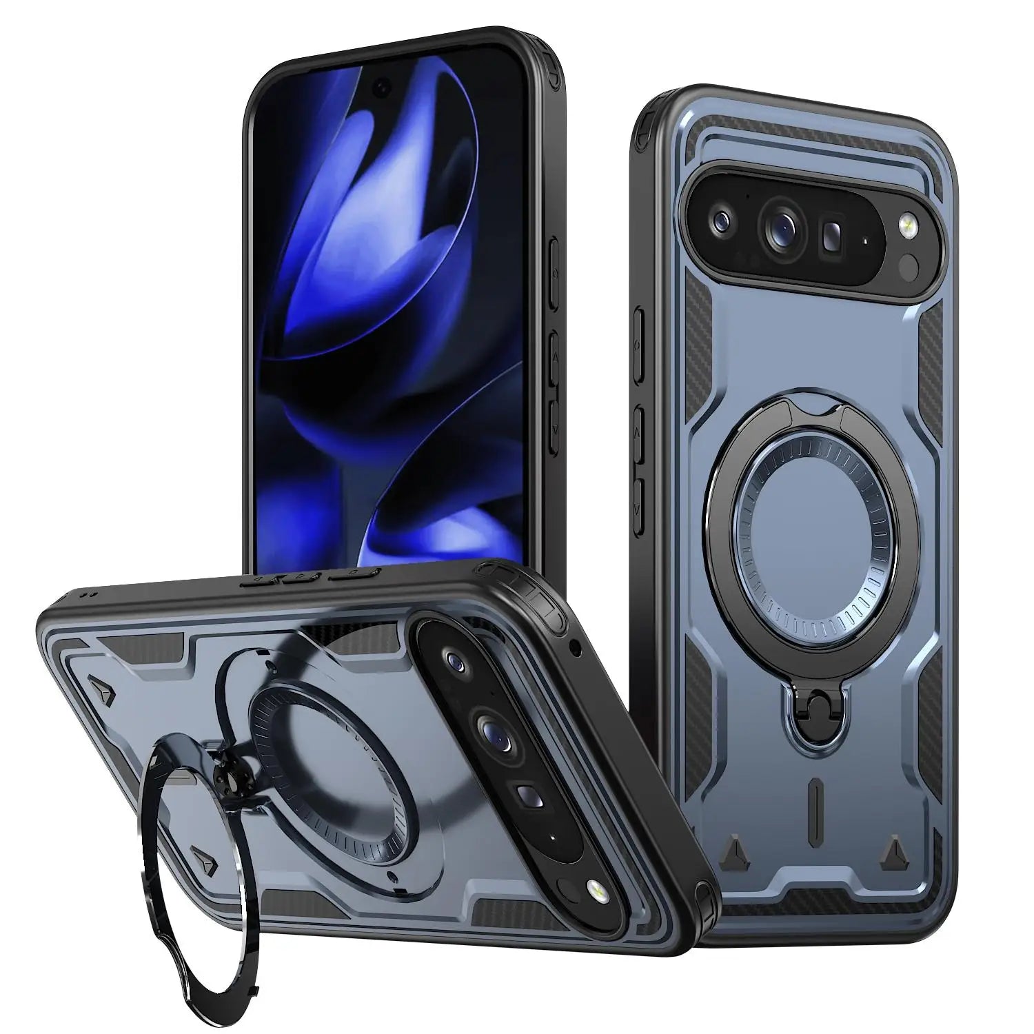 Google Pixel 10 Series Protective Magnetic Case with Rotating Ring Holder