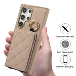 Plaid Pattern Leather Crossbody Wallet Case for Samsung Galaxy S25 Series