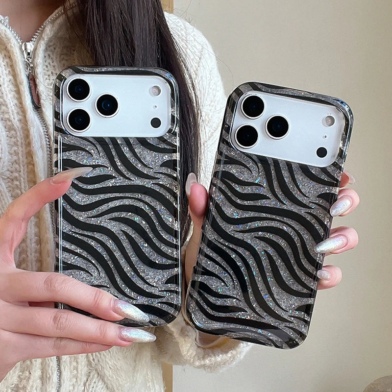 Zebra Print Glitter Case for iPhone 17 Series