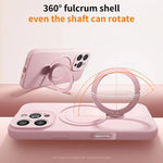 iPhone 16 Series Silicone MagSafe Case with Rotating Ring Holder Stand