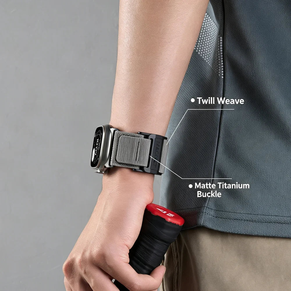 Nylon Magnetic Slide Buckle Band with Titanium Closure for Apple Watch
