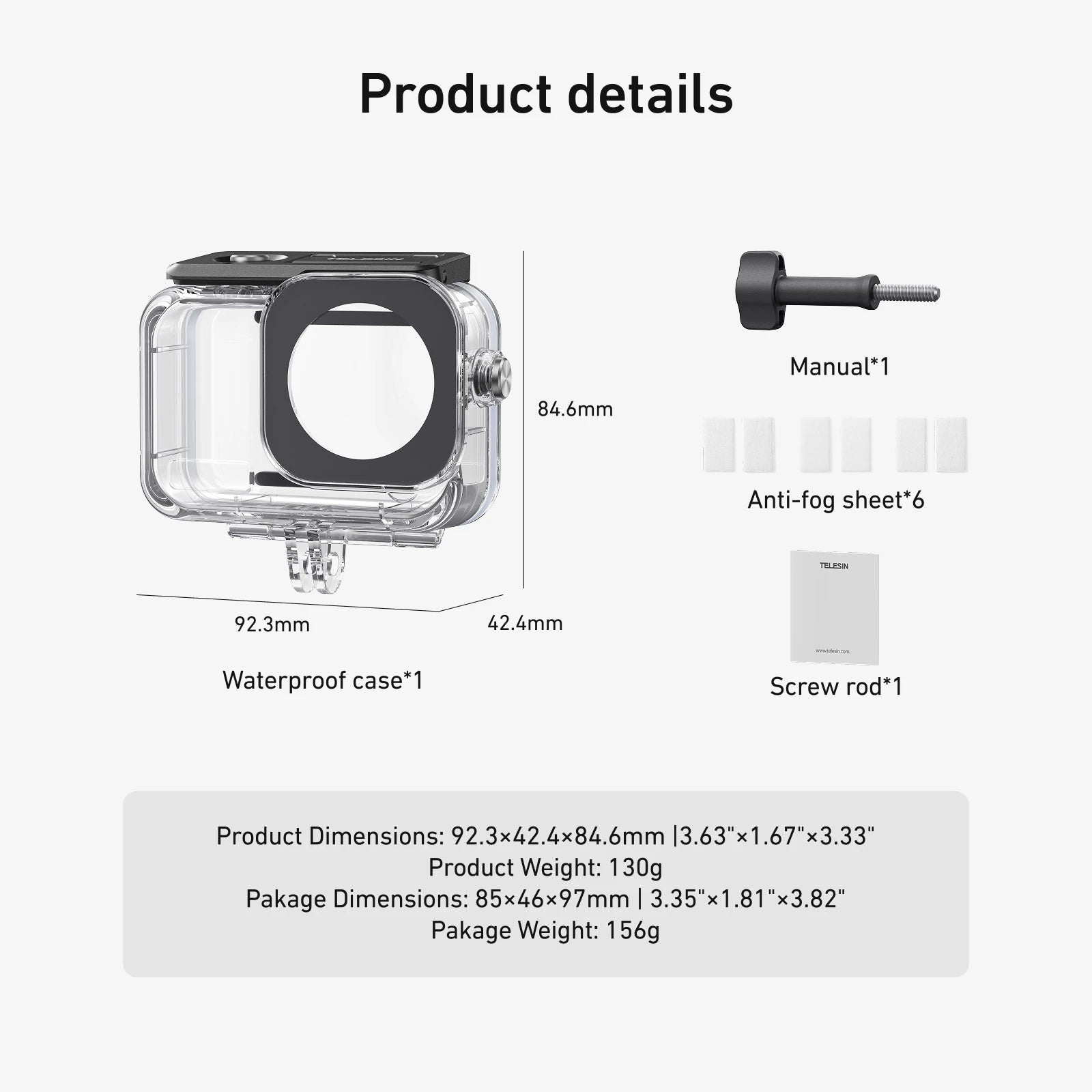TELESIN 60M Underwater Diving Case for DJI Osmo Action 6