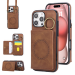 Crossbody Magnetic Leather Wallet Case for iPhone 16 Series