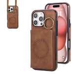 Crossbody Magnetic Leather Wallet Case for iPhone 16 Series
