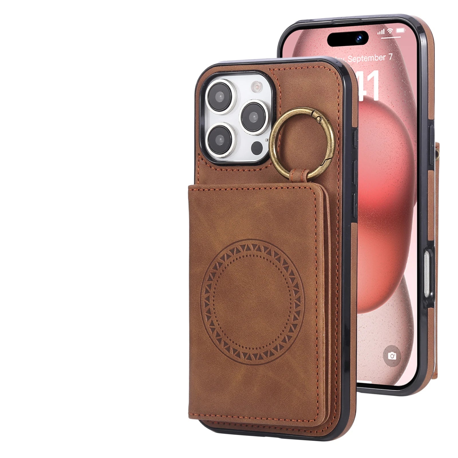 Crossbody Magnetic Leather Wallet Case for iPhone 15 Series