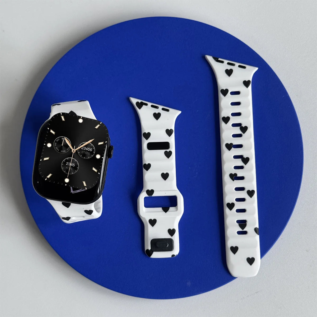 Wide Contoured Silicone Band with Heart Pattern for Apple Watch