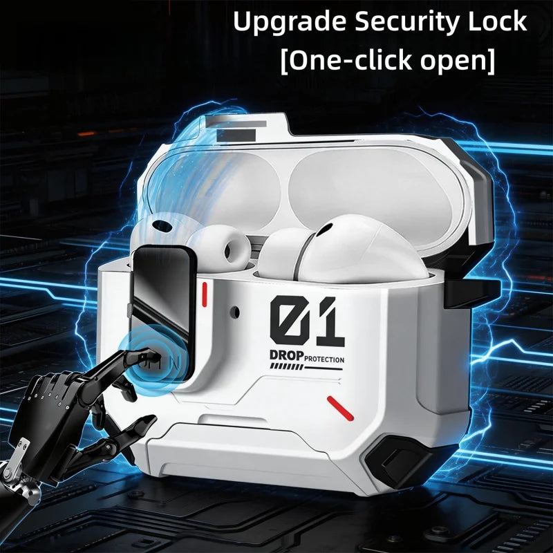 Hard Shell Security Lock Case with Carabiner Clip for AirPods Pro 3