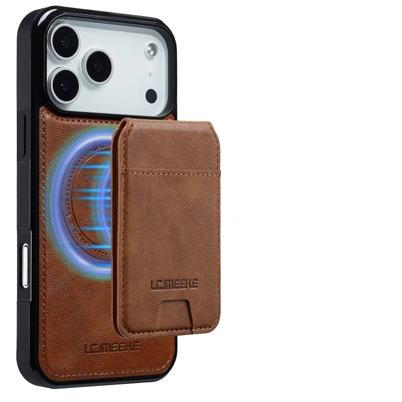 iPhone 17 Series Leather MagSafe Case with Removable Card Cover