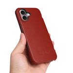Premium Natural Cowhide Leather Flip Case for iPhone 17 Series