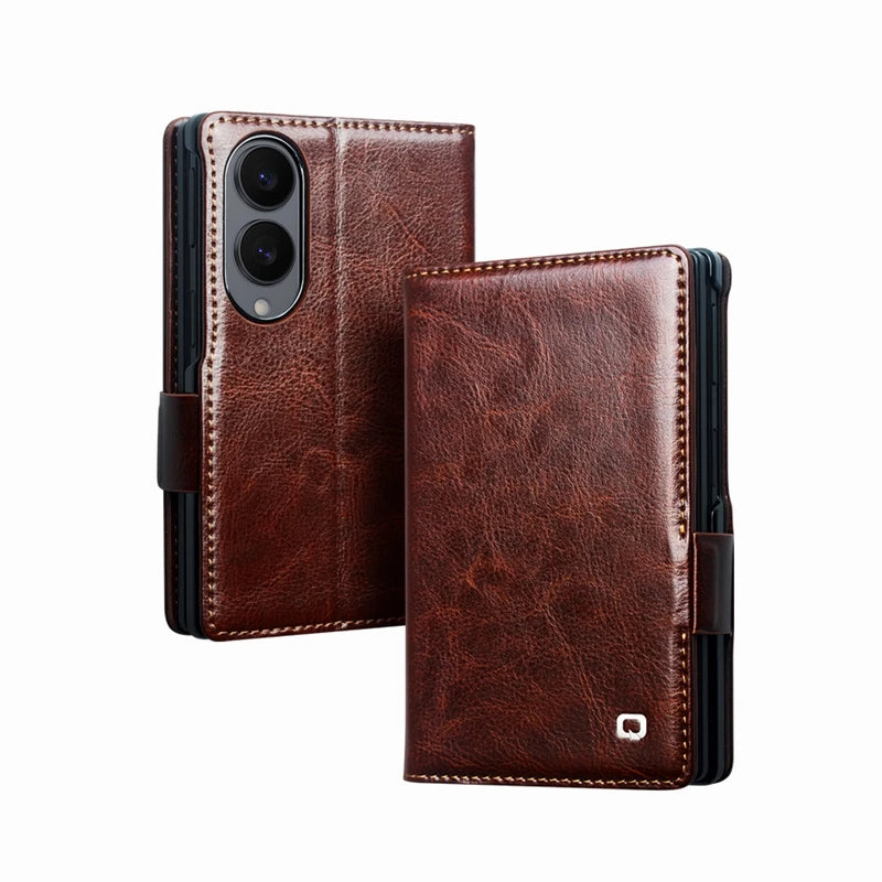 Textured Leather Folio Case with Multiple Card Slots for Samsung Galaxy Z Fold 8