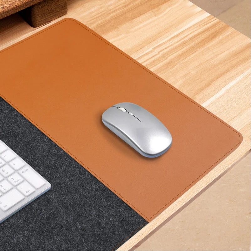 Modern Felt & Leather Mouse Pad
