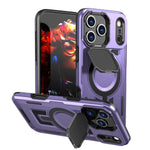 Shockproof Armor MagSafe Case with Lens Cover and Stand for iPhone 17 Series