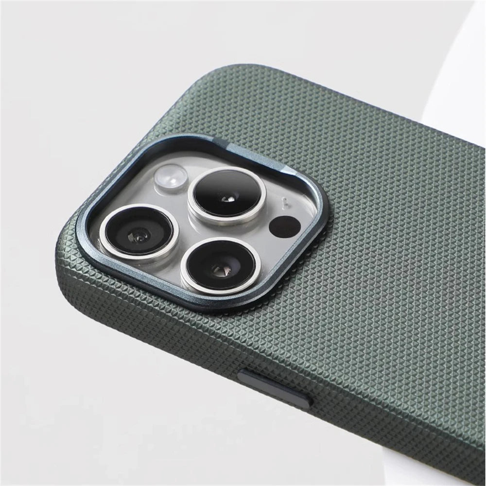 Luxury Business Hit Color Relief Leather MagSafe Case for iPhone 16 Series