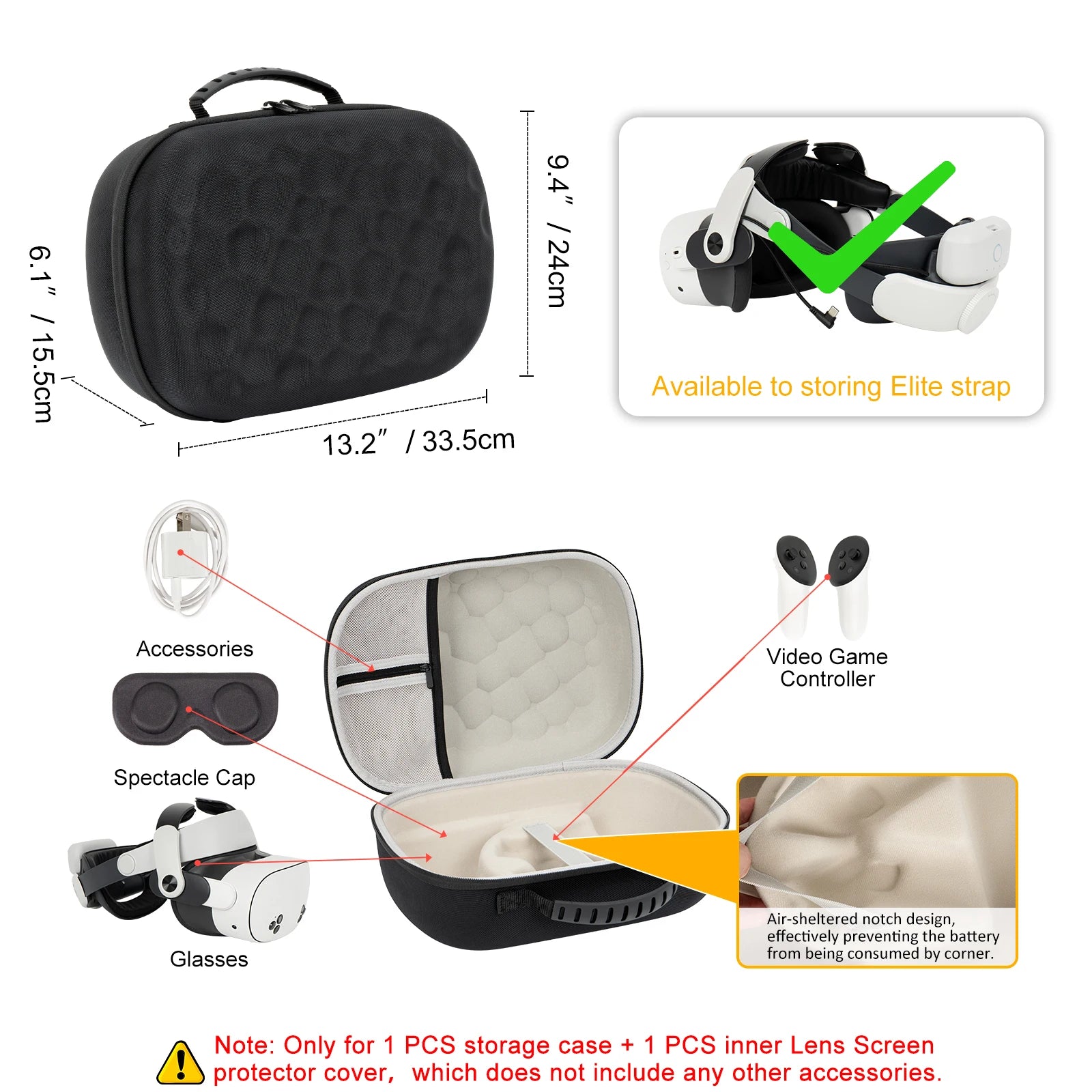 Hard Carrying Case for Meta Quest 3/3S VR Glasses
