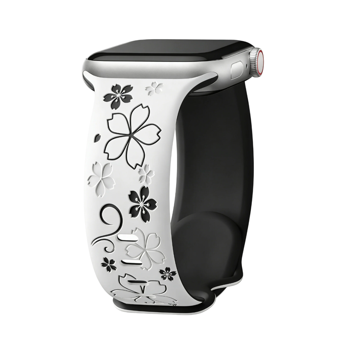 Silicone Floral Engraved Watch Band for Apple Watch