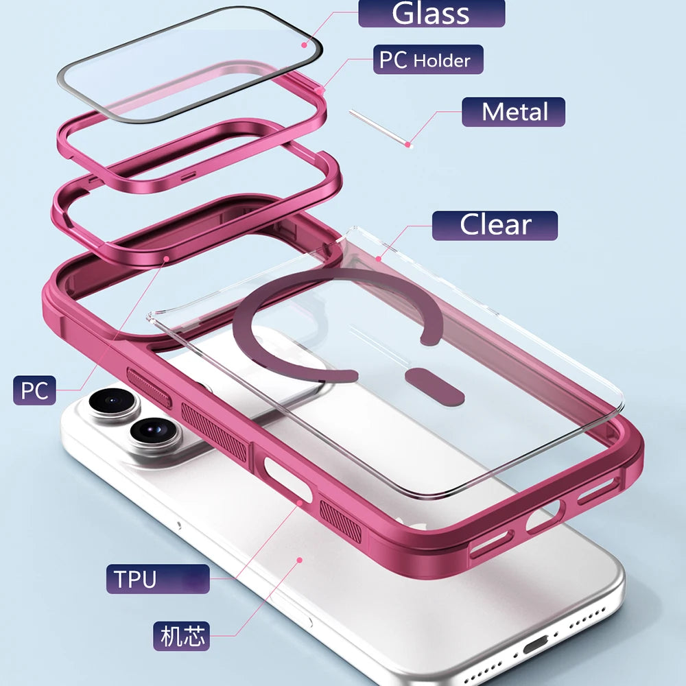 Premium MagSafe Case with Glass Camera Lens Protection for iPhone 17 Series