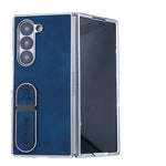 Seismic PC Shell Leather Textured Plating Case with Fingertip Holder for Samsung Galaxy Z Fold 6