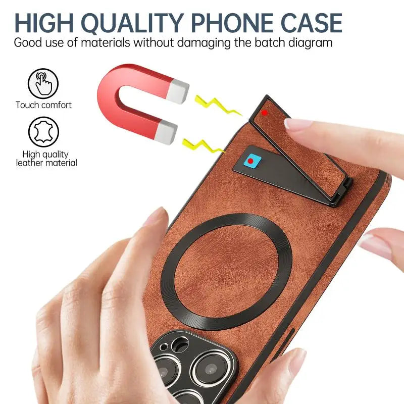 Matte PU Leather MagSafe Case for iPhone 16 Series