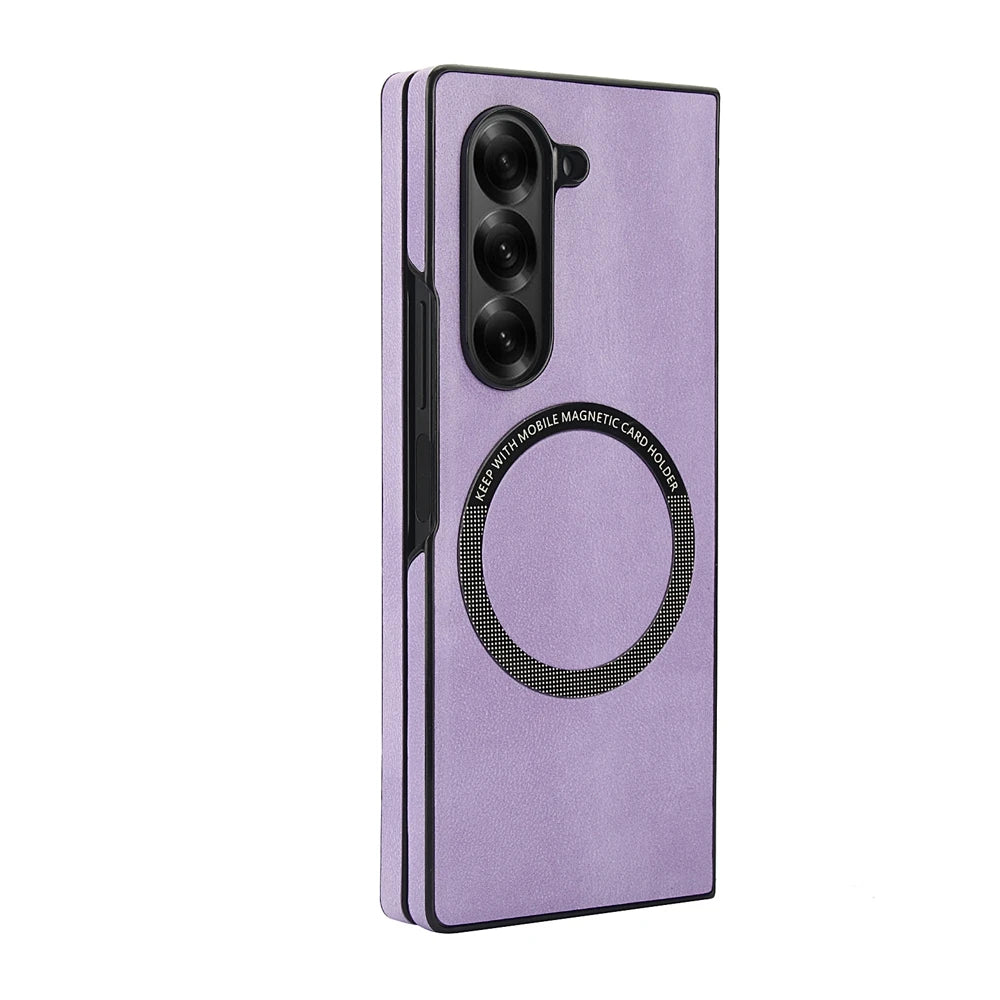 Samsung Galaxy Z Fold 7 Leather Bumper Magnetic Case