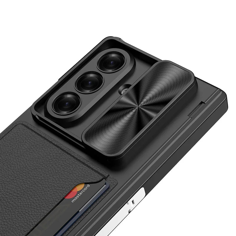 Shockproof Samsung Galaxy Z Fold 7 Case with Sliding Lens Cover & Folding Stand
