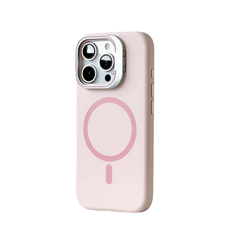 Frosted Liquid Silicone MagSafe Case with Metal Lens Holder for iPhone 16 Pro and iPhone 16 Pro Max