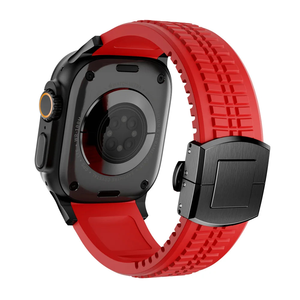 Soft Silicone Apple Watch Band with Elegant Butterfly Clasp
