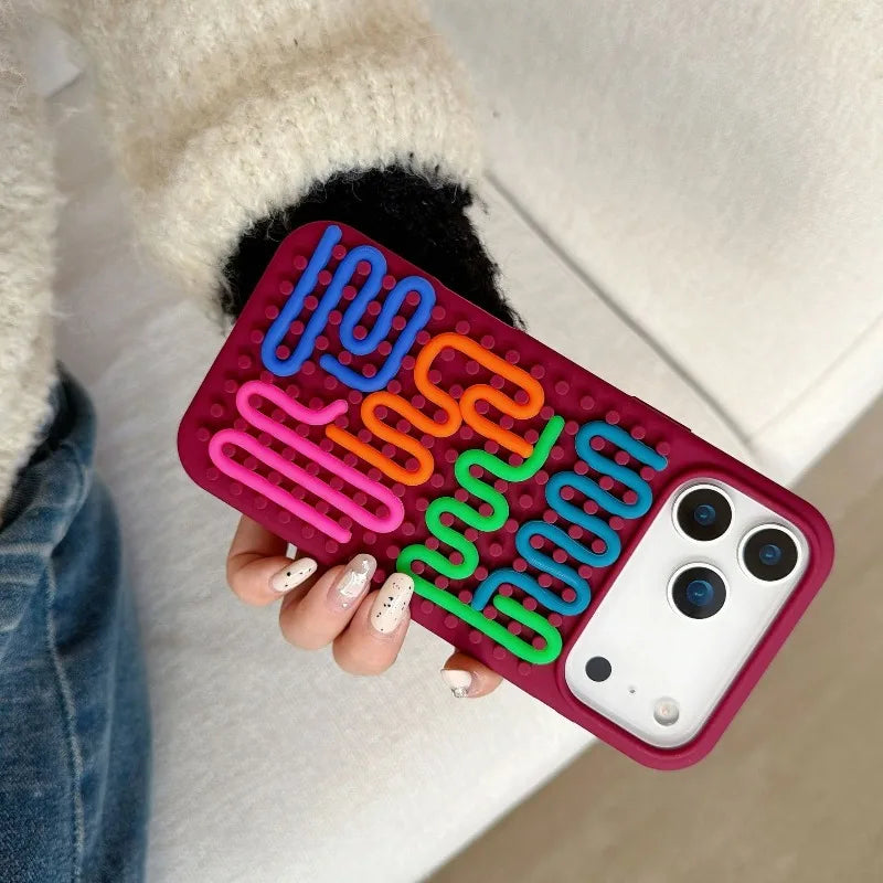 Cylindrical Labyrinth Silicone Phone Case for iPhone 17 Series