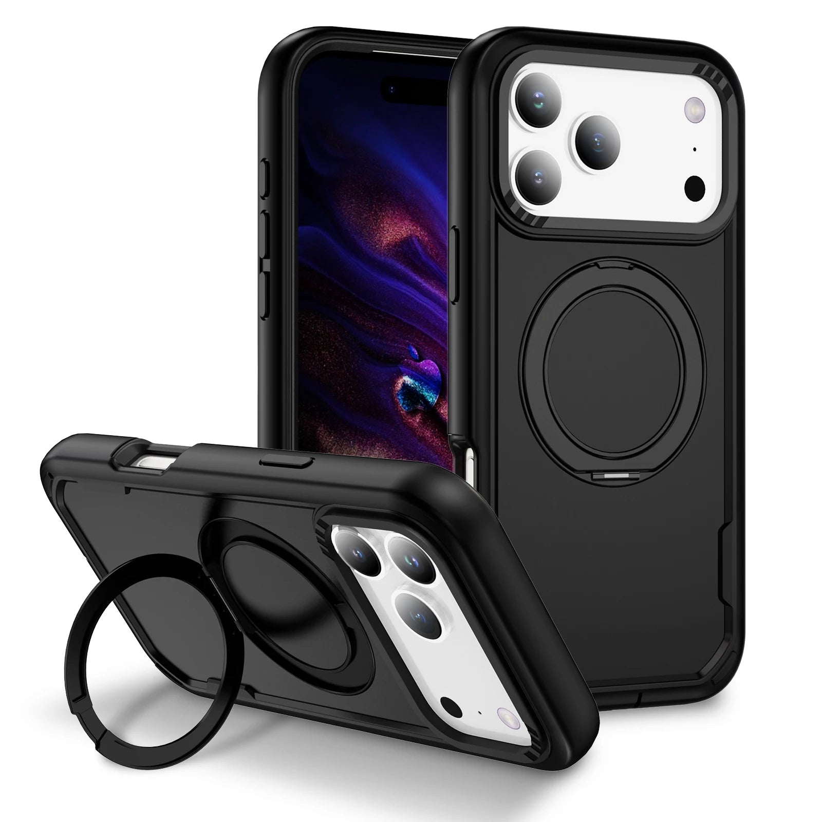 Shockproof Luxury Matte MagSafe Case with Ring Holder for iPhone 17 Series