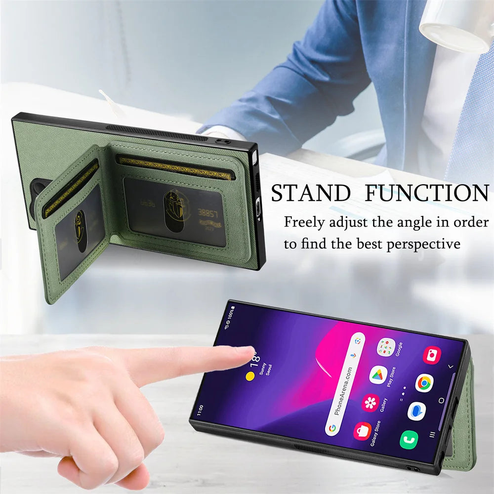 RFID-Blocking Magnetic Wallet Case with Card Holder for Samsung Galaxy S24 Series