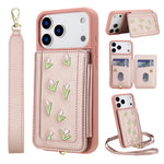 Skin Feel Embroidered Leather Wallet Case for iPhone 17 Series