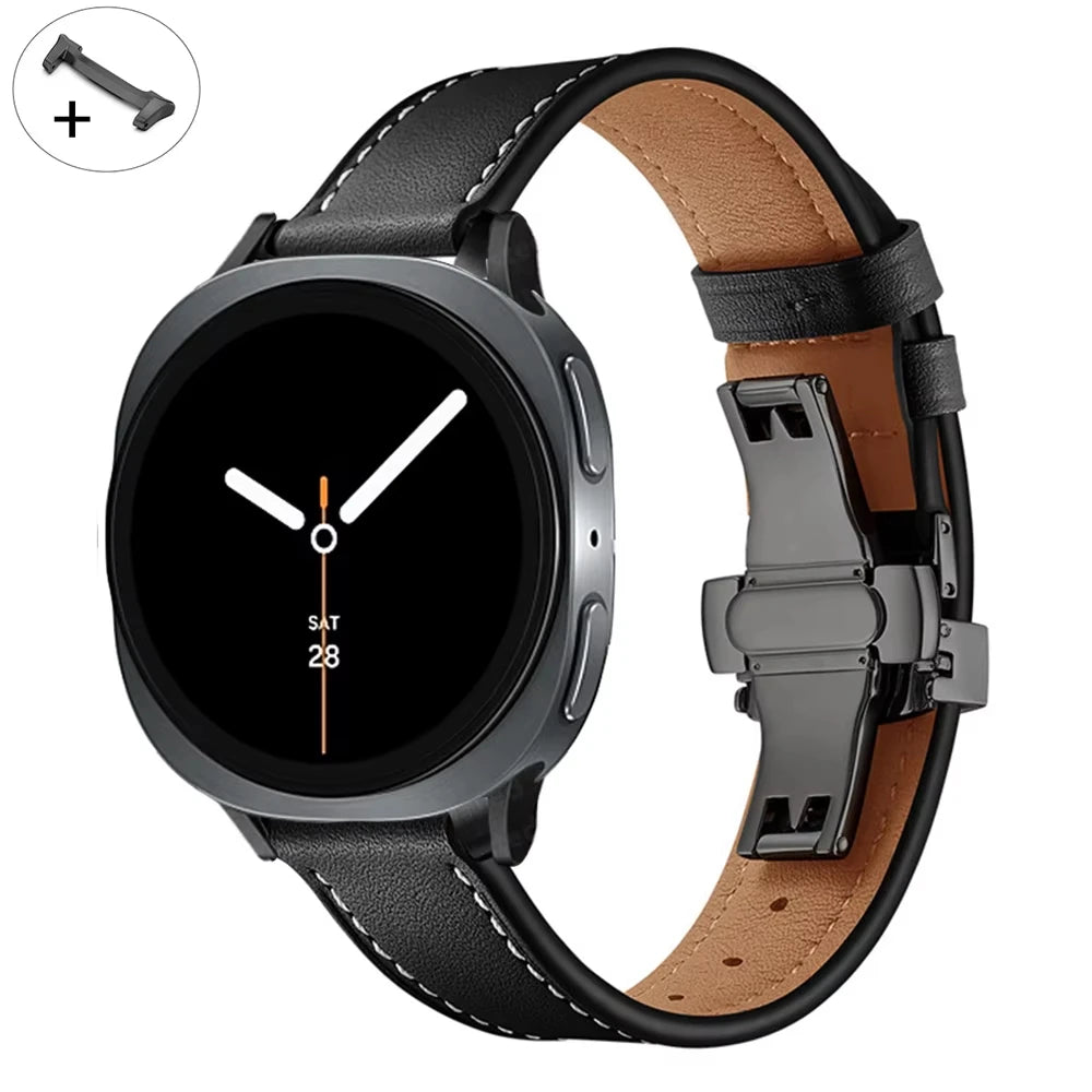 Luxury Leather Strap with Metal Buckle for Samsung Galaxy Watch 8 & Galaxy Watch 8 Classic