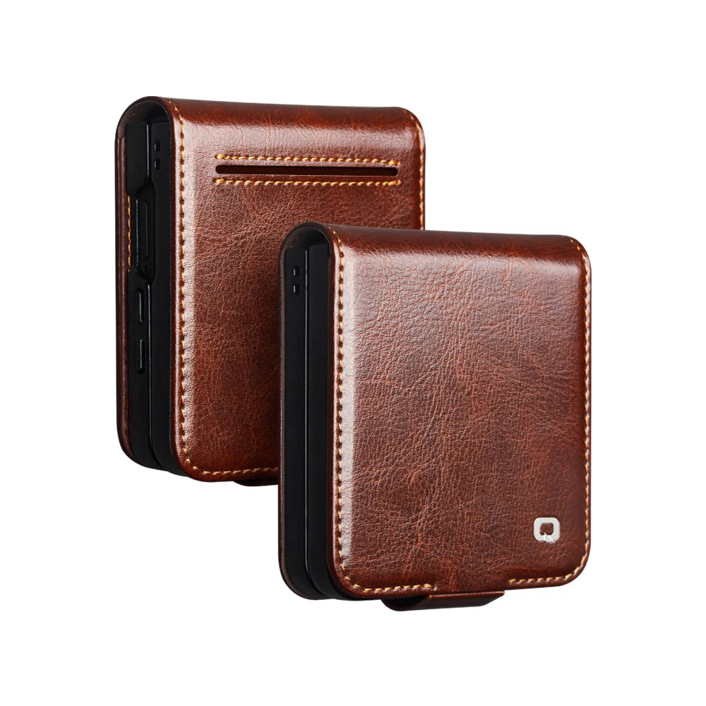 Premium Genuine Leather Magnetic Flip Case for Samsung Galaxy Z Flip 7