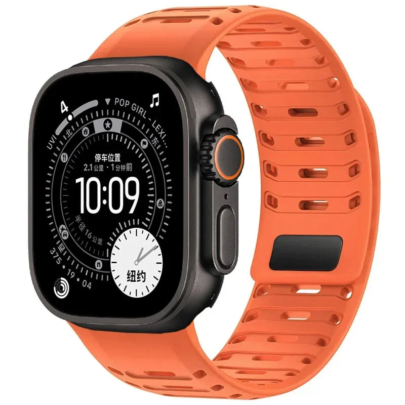 Breathable Silicone Band with Magnetic Clasp for Apple Watch