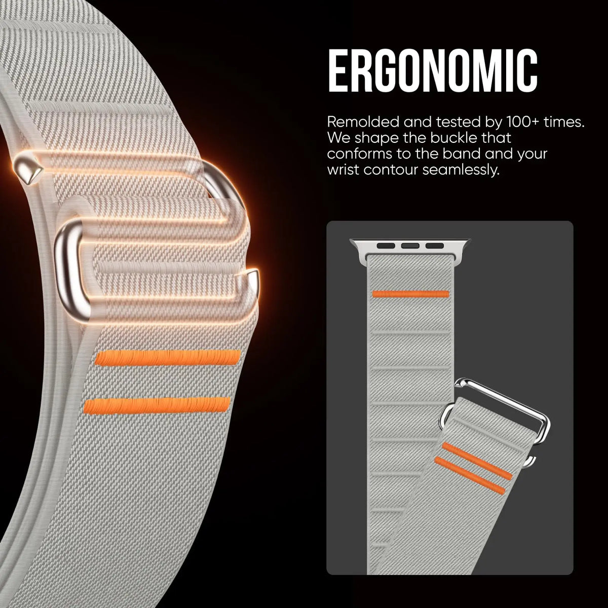 Woven Nylon Loop Closure Band with Shaped Buckle for Apple Watch